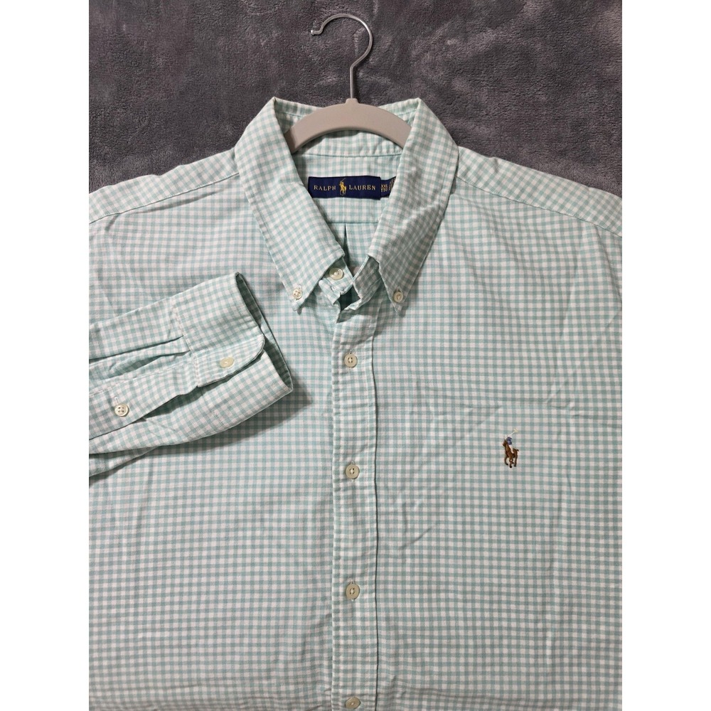 Ralph Lauren Shirt Mens 2XL Green Check Long Sleeve Button Down Cotton Casual